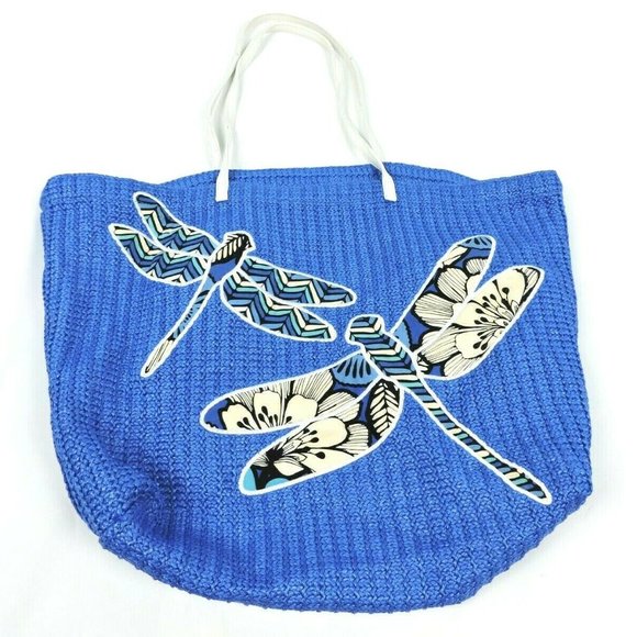 Vera Bradley Blue Bayou Dragonfly Tote Bag Woven - Picture 1 of 8